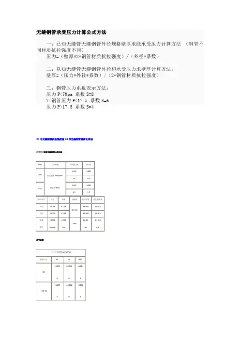 无缝钢管承受压力计算公式方法
