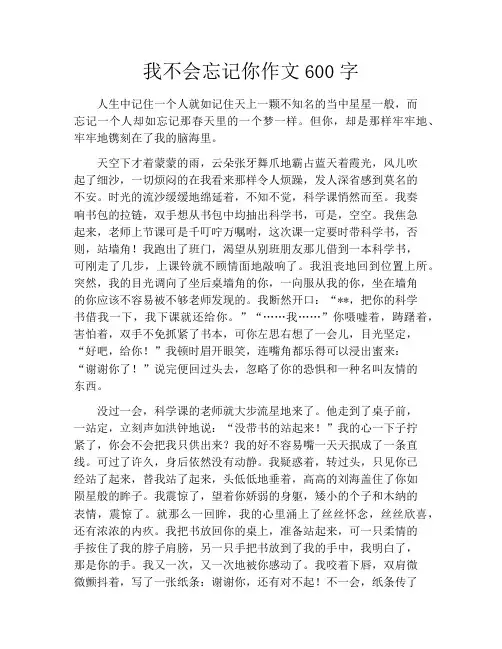 我不会忘记你作文600字