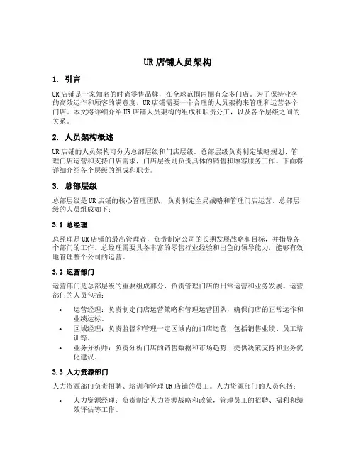 ur店铺人员架构