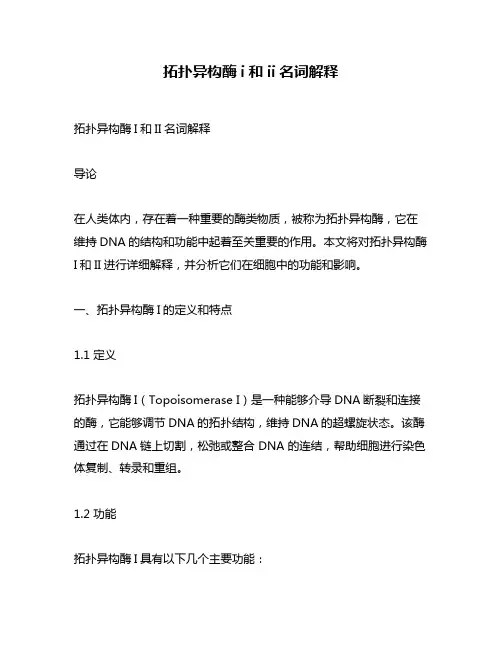 拓扑异构酶i和ii名词解释