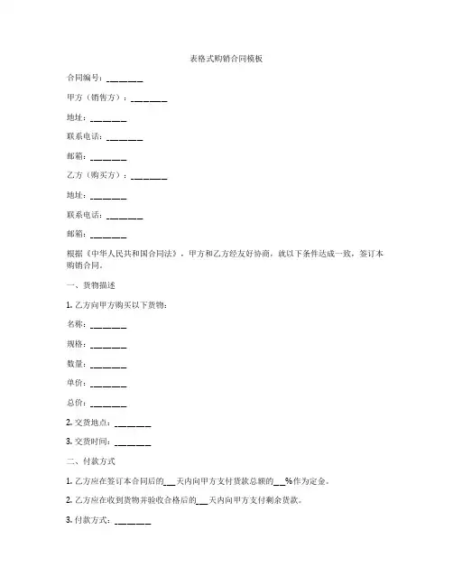 表格式购销合同模板