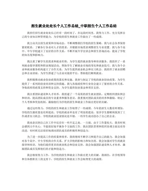 招生就业处处长个人工作总结_中职招生个人工作总结