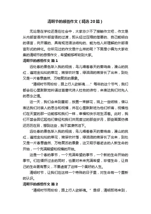 清明节的感悟作文（精选20篇）