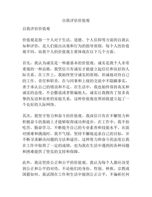 自我评估价值观