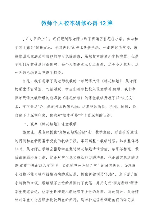 教师个人校本研修心得12篇