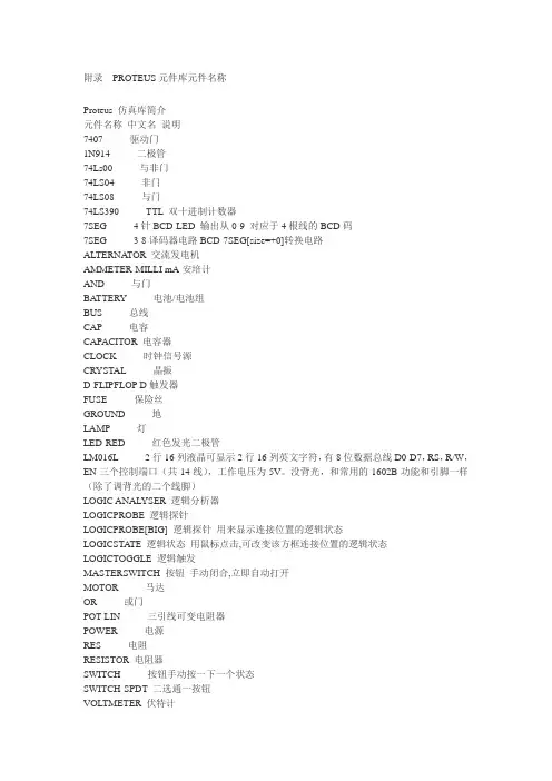 proteus元件库元件中英文对照表