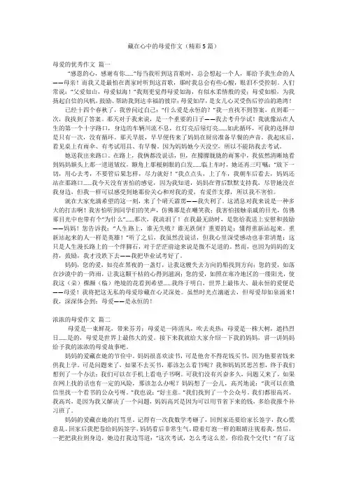 藏在心中的母爱作文(精彩5篇)