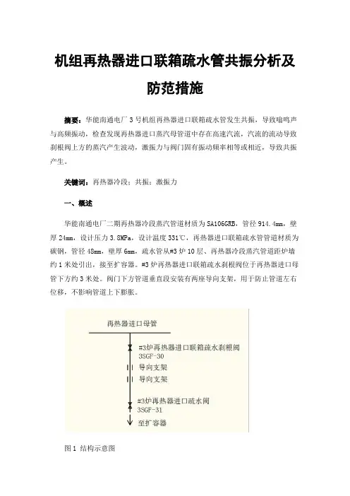 机组再热器进口联箱疏水管共振分析及防范措施