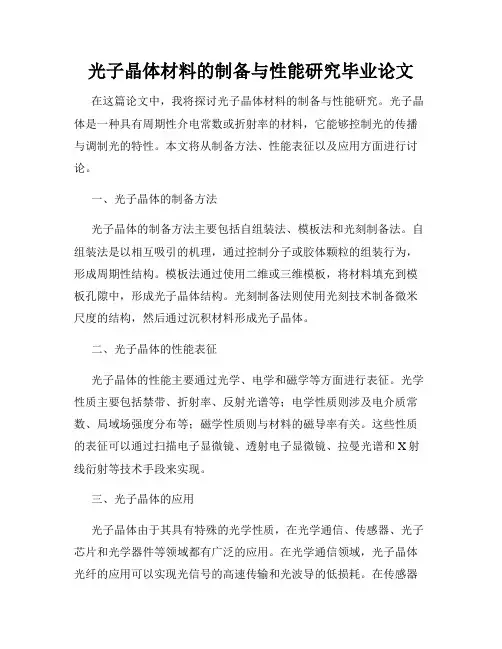 光子晶体材料的制备与性能研究毕业论文
