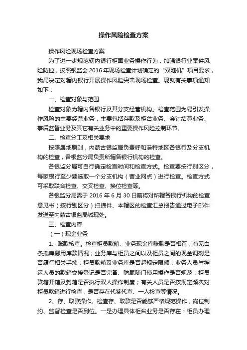 操作风险检查方案