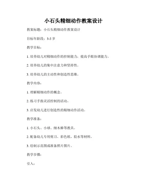 小石头精细动作教案设计