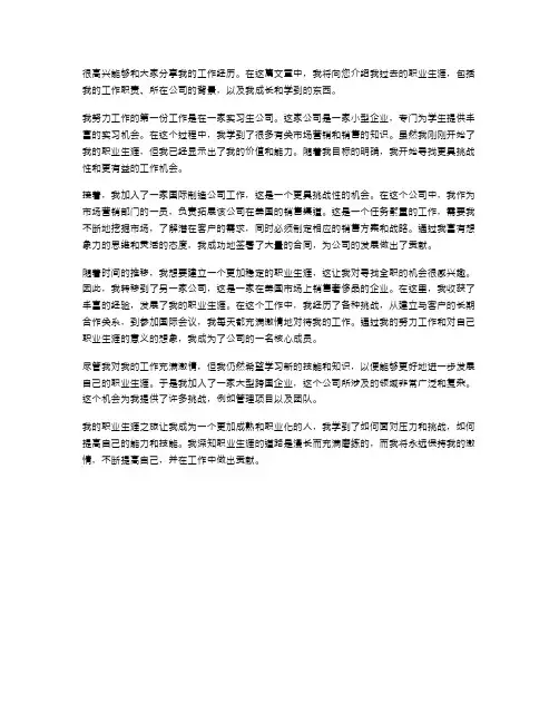 工作经历介绍范文