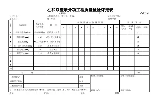 高速公路表格资料：C-6.13-6柱或双壁墩分项工程质量检验评定表