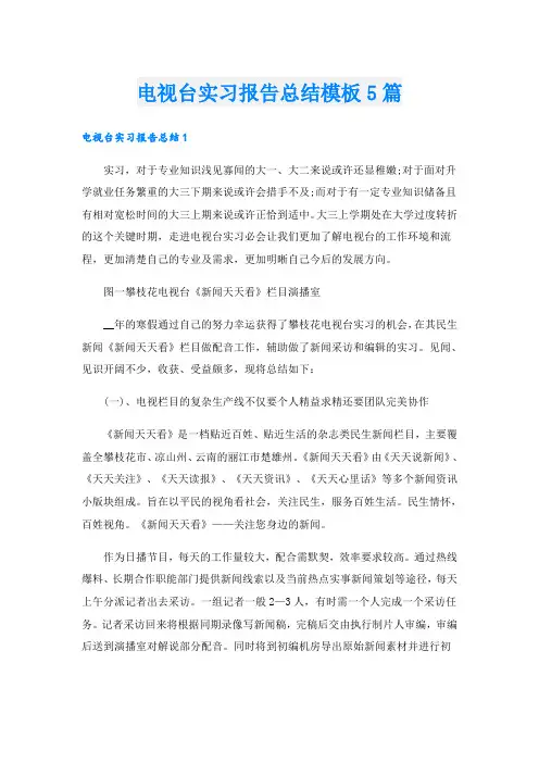 电视台实习报告总结模板5篇