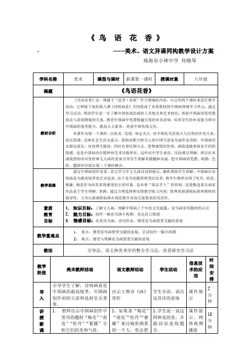 岭南美术出版社初中美术八年级上册  鸟语花香-市赛一等奖