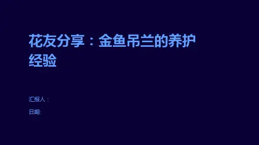 花友分享：金鱼吊兰的养护经验