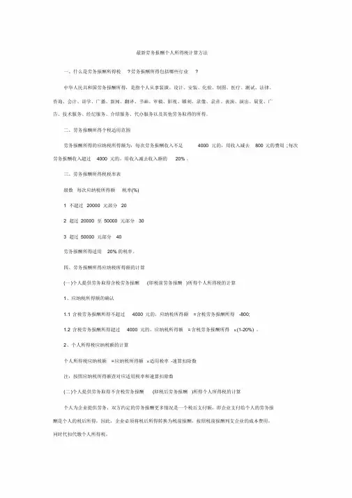 最新劳务报酬个人所得税计算方法