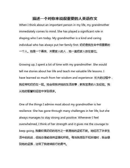 描述一个对你来说很重要的人英语作文