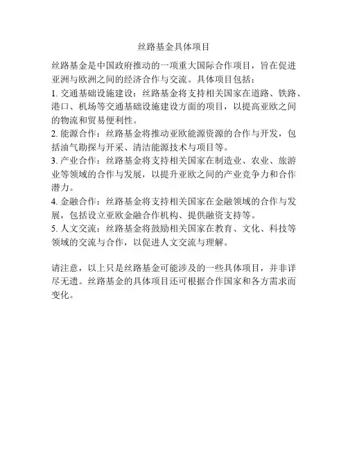 丝路基金具体项目