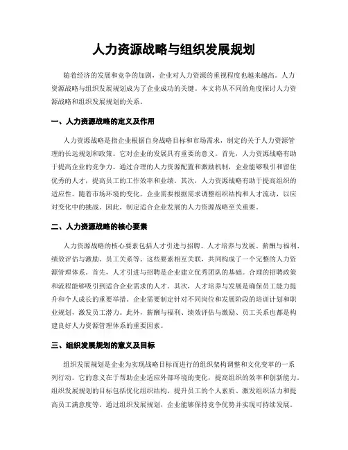 人力资源战略与组织发展规划