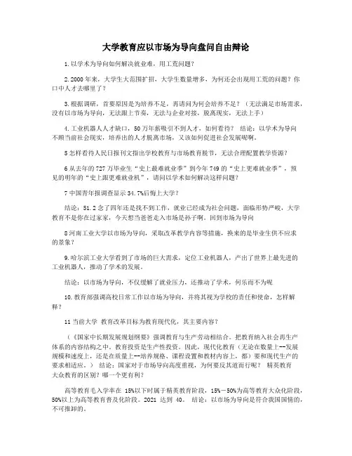 大学教育应以市场为导向盘问自由辩论