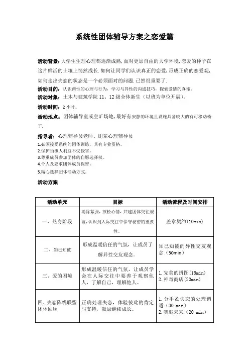 系统性团体辅导方案之恋爱心理
