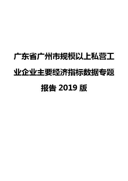 广东省广州市规模以上私营工业企业主要经济指标数据专题报告2019版