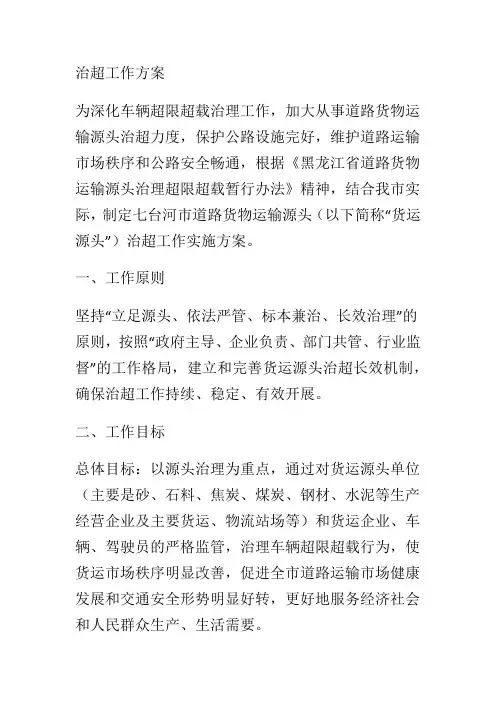 治超工作方案参考