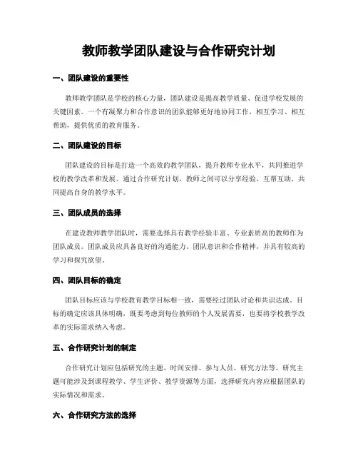 教师教学团队建设与合作研究计划