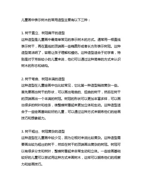 列举三种儿童画中表示树木的常用造型
