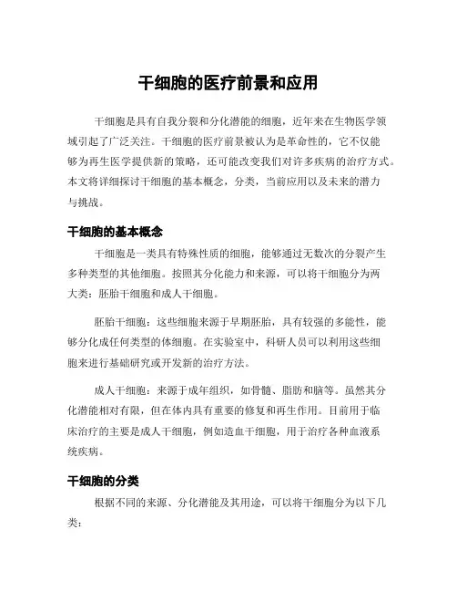 干细胞的医疗前景和应用