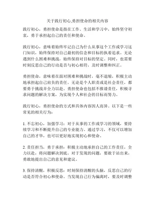 关于践行初心,勇担使命的相关内容
