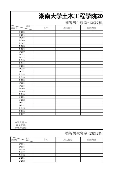 查寝数据汇总表