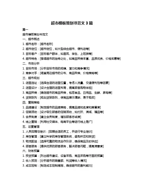 超市模板策划书范文3篇