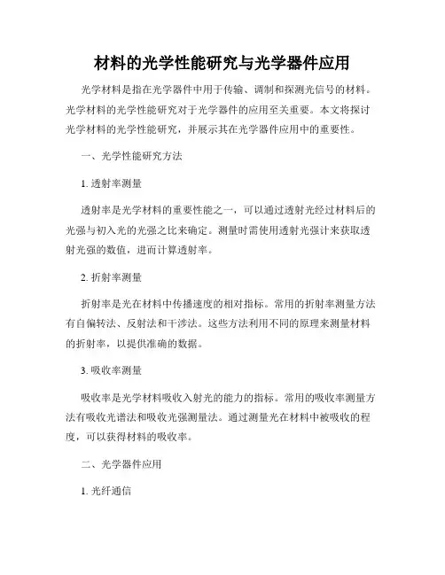 材料的光学性能研究与光学器件应用
