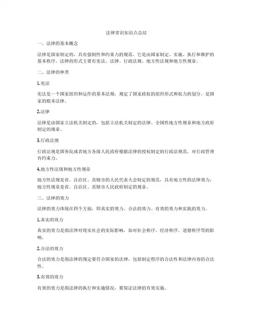法律常识知识点总结