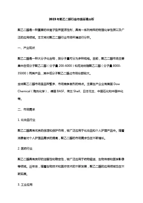2023年聚乙二醇行业市场环境分析