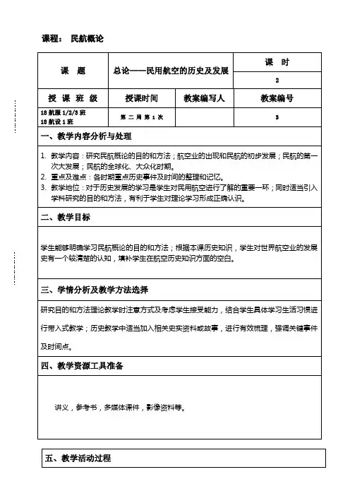民航概论教案 历史及发展