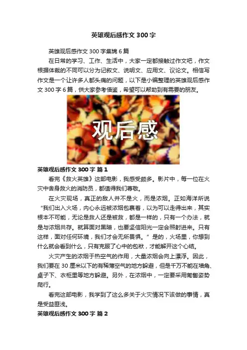 英雄观后感作文300字