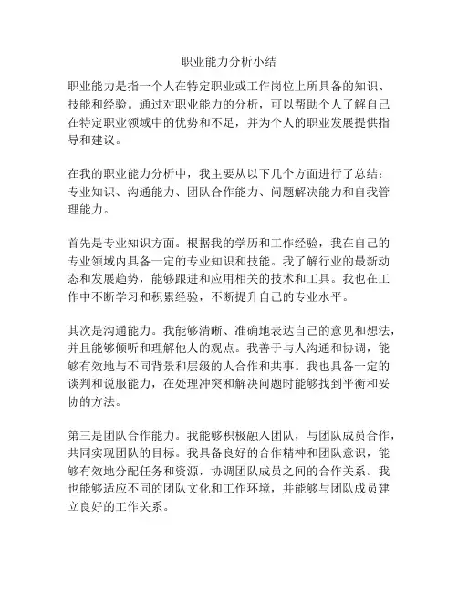 职业能力分析小结