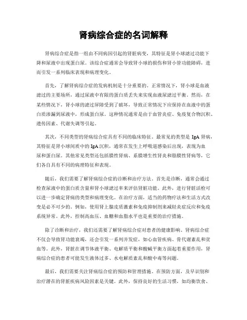 肾病综合症的名词解释