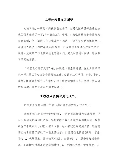 工程技术员实习周记（三篇）