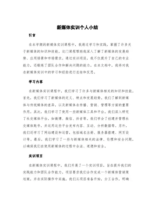 新媒体实训个人小结