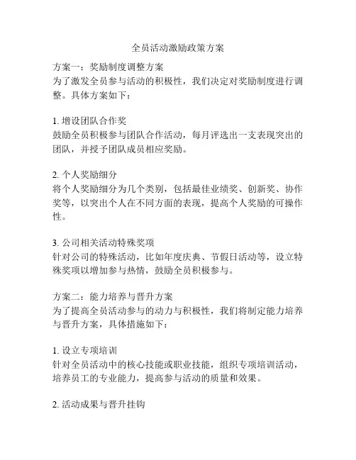 全员活动激励政策方案