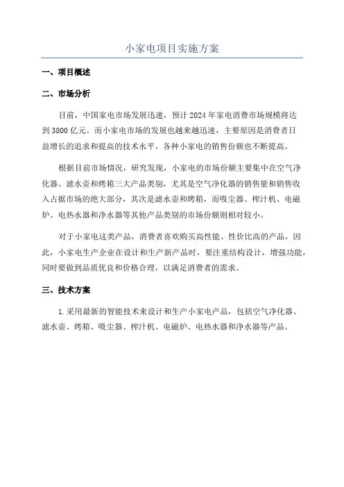 小家电项目实施方案