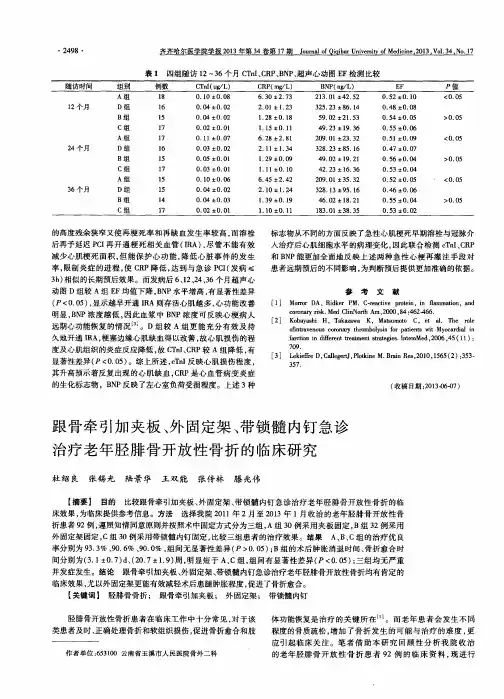 跟骨牵引加夹板、外固定架、带锁髓内钉急诊治疗老年胫腓骨开放性骨折的临床研究