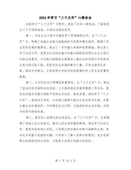 2024年学习“三个文件”心得体会(2篇)