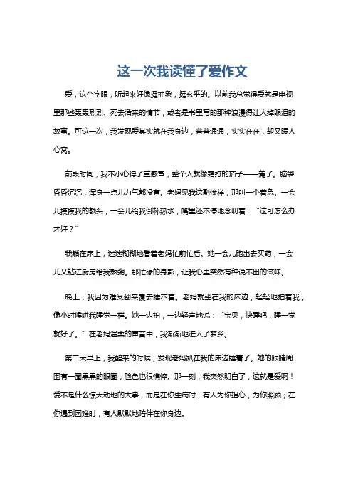 这一次我读懂了爱作文