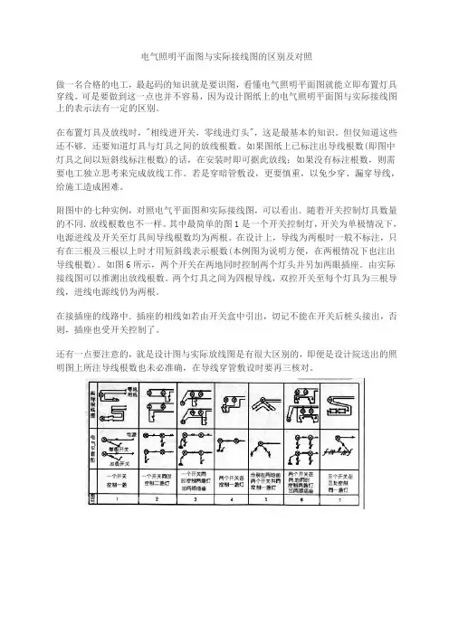 电气照明平面图与实际接线图的区别及对照