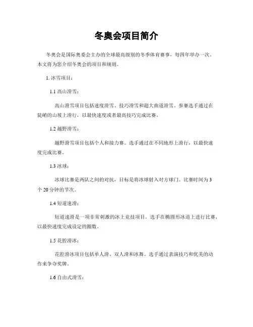 冬奥会项目简介